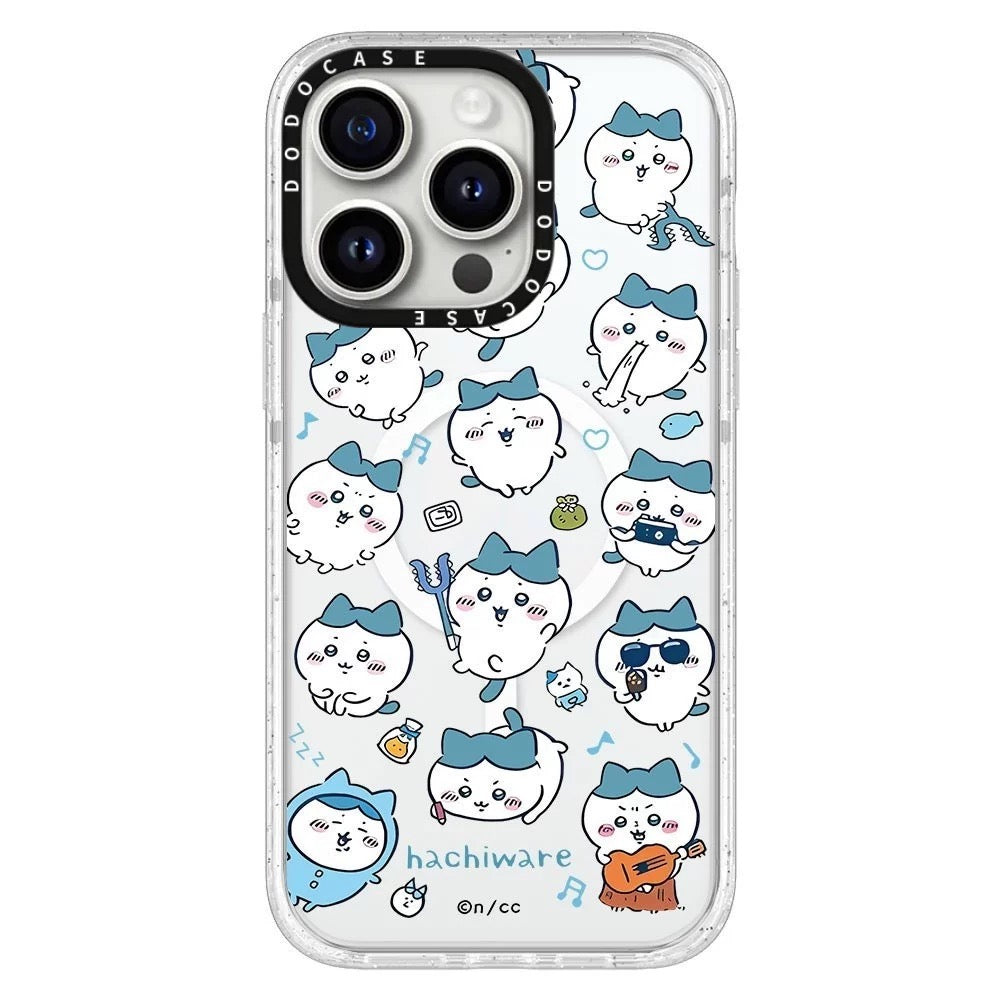 Japanese Cartoon ChiiKawa Clear with Transparent Frame Phone Case |  Pajamas Song & Full Screen Fun Emo ChiiKawa Hachiware Usagi - iPhone Case 12 13 14 15 16 17 Pro Promax