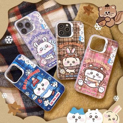Japanese Cartoon ChiiKawa Best Wishes Winter Laser Case | ChiiKawa Hachiware Usagi Momonga - iPhone Case 11 12 13 14 15 16 16e 17 17e Pro Promax