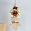 27x9cm Natural Style Wooden Owl with Pine Cones Paper Takraw - Bitting Hanging Birdies Toys Handmade Bird Toys Organic Bird Cages Accessories Lovebird Budgie Pacific Parrotlet