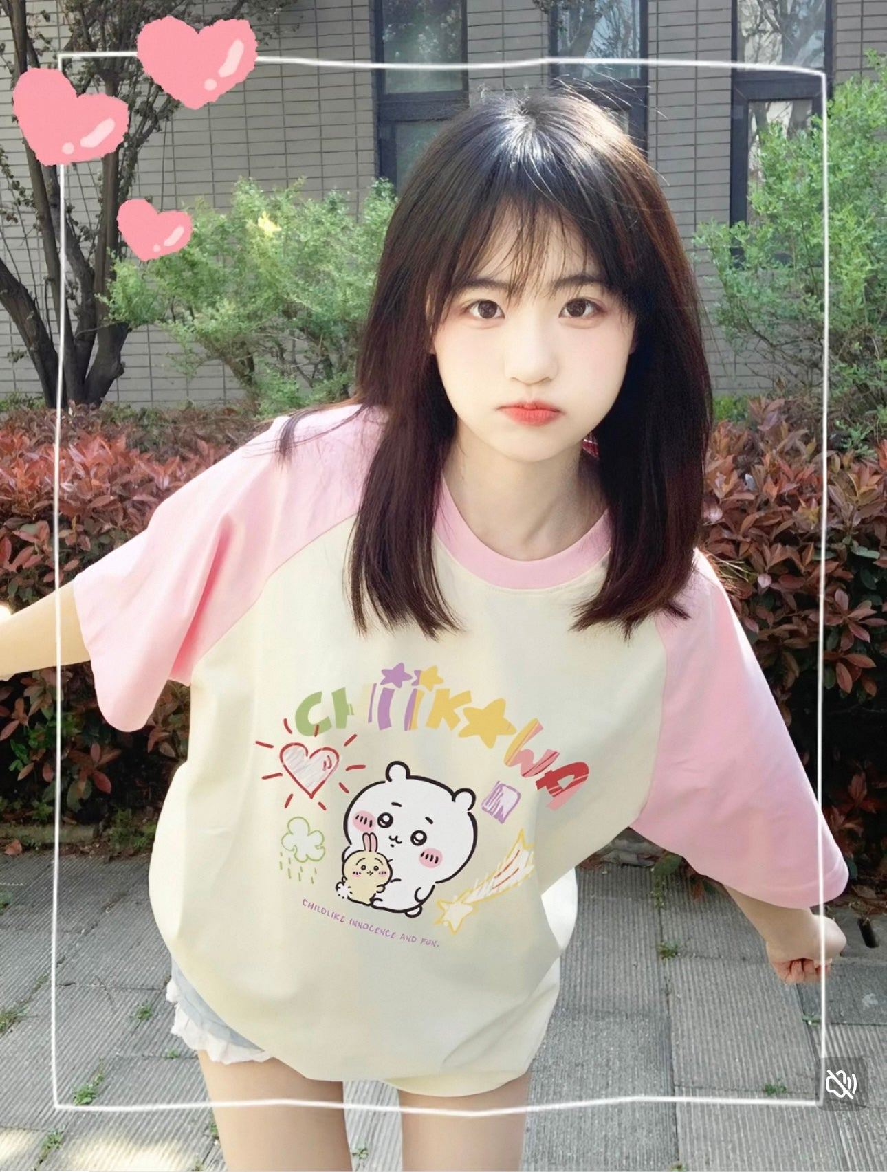 Japanese Cartoon ChiiKawa Casual Style T-Shirt Series | Big Chiikawa with Small Usagi - Kawaii Fashion Items
