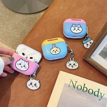 Japanese Cartoon ChiiKawa Pastel Colour | Chiikawa Hachiware Usagi Pink Blue Yellow Mint with Keychain - AirPods AirPodsPro AirPods3 AirPods4 Case WinnieTheBirds Toy Shop