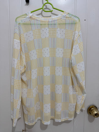Japanese Fashion Cute Style Long-sleeved Sun Protection T-Shirt Series | Yellow Checked Pattern - Kawaii Fashion Items