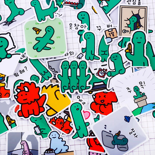Set of 40 Pieces Cute Little Dinosaur Joguman | Stickers A - DIY Journal Craft Diary Art Scrapbook Laptop Luggage Decal Cute Animal Pack