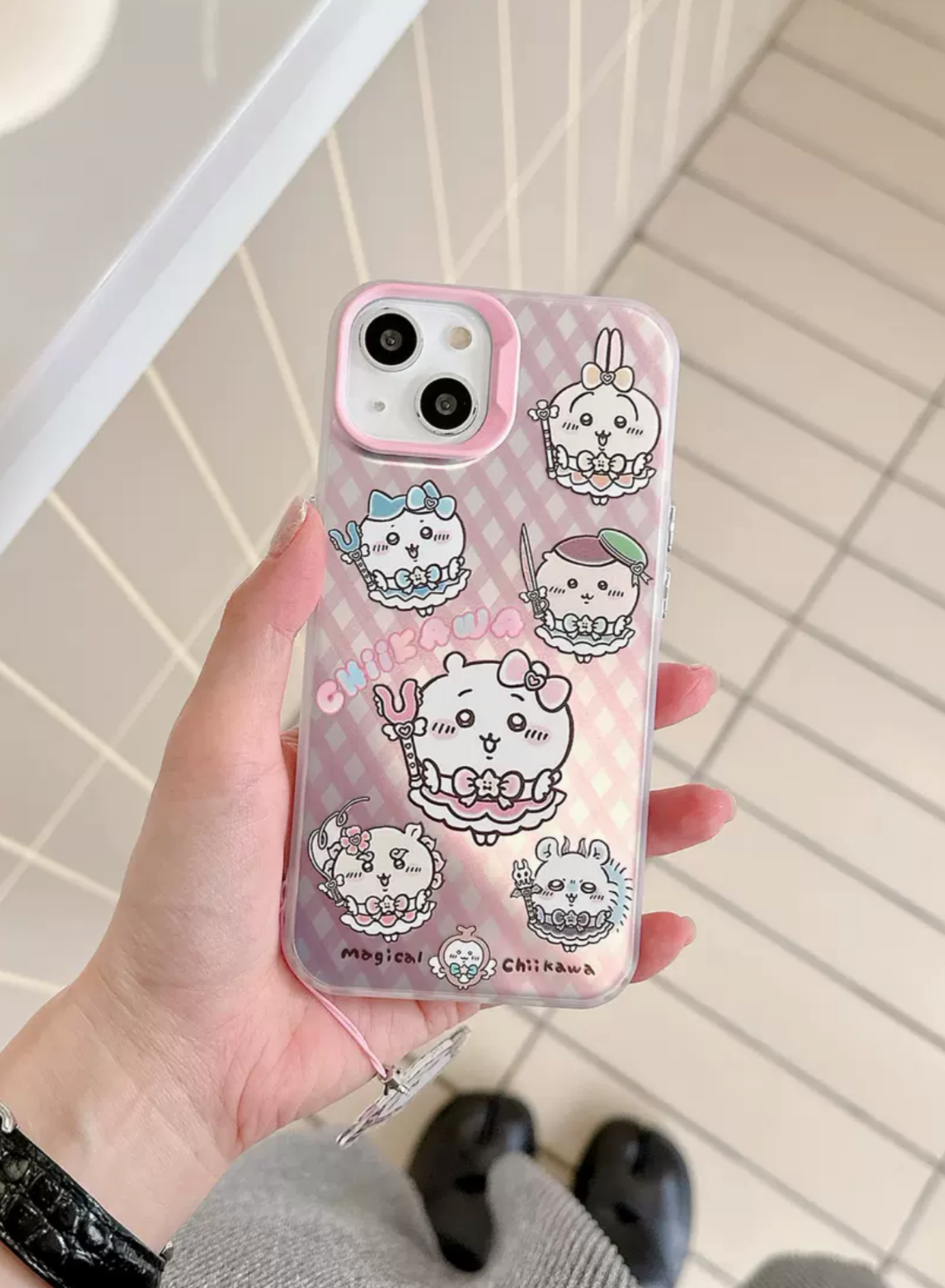 Japanese Cartoon iPhone Case with Strap | Laser ChiiKawa Magic Girls - iPhone CasePhone Case 7 8 PLUS SE2 XS XR X 11 12 13 14 15 16 Pro Promax 12mini 13mini  WinnieTheBirds Toy Shop
