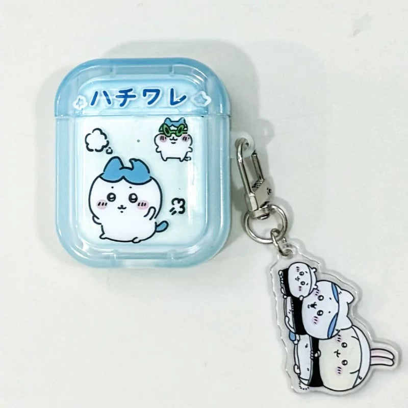 Japanese Cartoon ChiiKawa Lovely Day | Chiikawa Hachiware Usagi Pink Blue Yellow with Keychain - AirPods AirPodsPro AirPods3 AirPods4 Case WinnieTheBirds Toy Shop