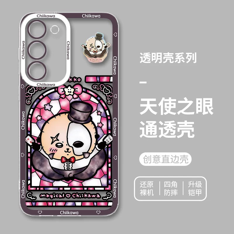 Japanese Cartoon Phone Case Magical Girl with Glass Window Clean Version | Chiikawa Hachiware Usagi Momonga Kurimanju Rakko Shisa Furuhonya - Phone Case Samsung Galaxy S26 S25 S24 S23 S22 S21 FE Ultra Edge
