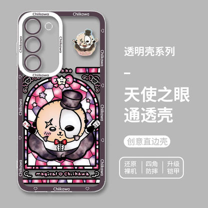 Japanese Cartoon Phone Case Magical Girl with Glass Window Clean Version | Chiikawa Hachiware Usagi Momonga Kurimanju Rakko Shisa Furuhonya - Phone Case Samsung Galaxy S26 S25 S24 S23 S22 S21 FE Ultra Edge