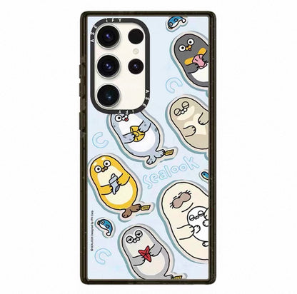 Lovely Seal Sealook Clear with Transparent Black Frame Phone Case  | Part2 Daily in Polar Ocean 6 Styles - Phone Case Samsung Galaxy S26 S25 S24 S23 Ultra | Part2 Daily in Polar Ocean 6 Styles - Phone Case Samsung Galaxy S26 S25 S24 S23 Ultra