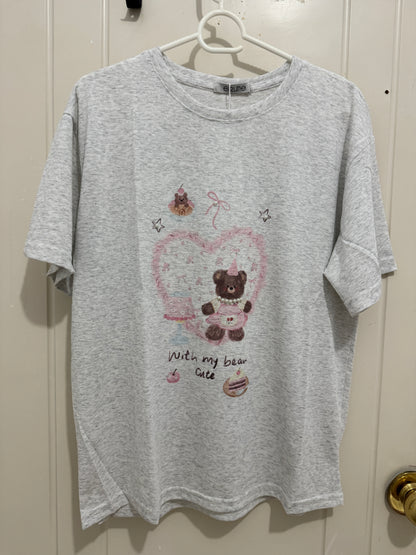 Korean Fashion Cute Animals Style T-Shirt Series | Party Teddy Bear with Pearl - Kawaii Fashion Items