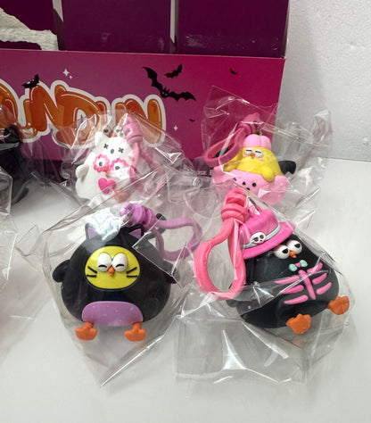 Lovely Chicken Fat Dundun Halloween Plastic Keychain | Full Set of 8 - Children Gift Animal Blind Box