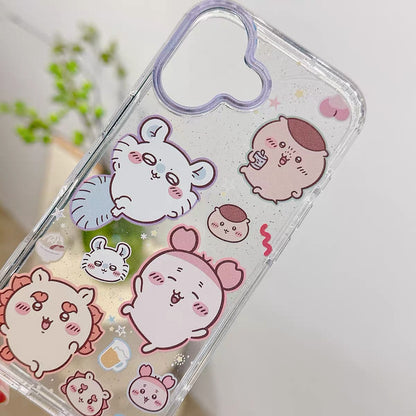 Japanese Cartoon ChiiKawa Gittler Colour Clear Case with Phone Strape | ChiiKawa Hachiware Usagi Momonga Rakko Kurimanju Shisa Furuhonya - Phone Case Samsung Galaxy S26 S25 S24 S23 S22 S21 FE Ultra Edge