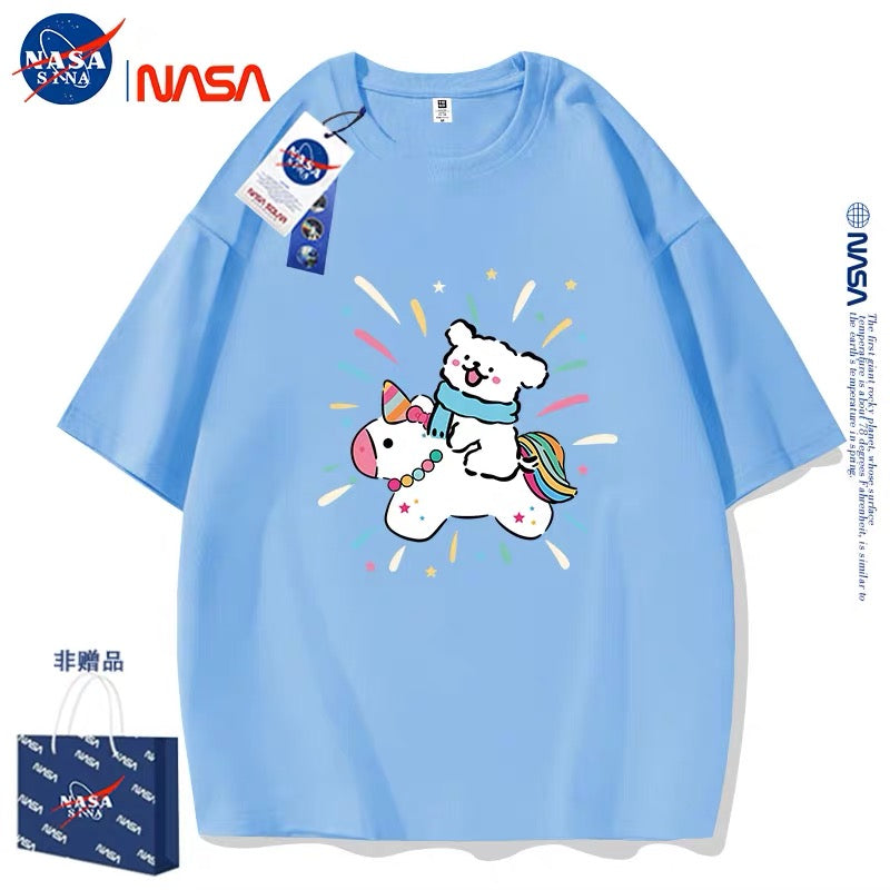 Cute Cartoon Doggie Maltese Puppy Style T-Shirt Series | Ride on Unicorn Part2 - Kawaii Fashion Items for Child & Adult Matching outfits for Parents and Children