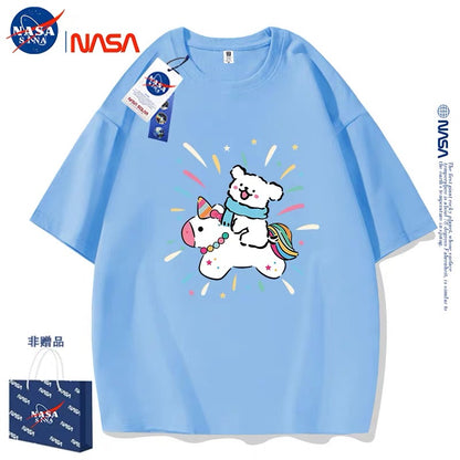 Cute Cartoon Doggie Maltese Puppy Style T-Shirt Series | Ride on Unicorn Part2 - Kawaii Fashion Items for Child & Adult Matching outfits for Parents and Children