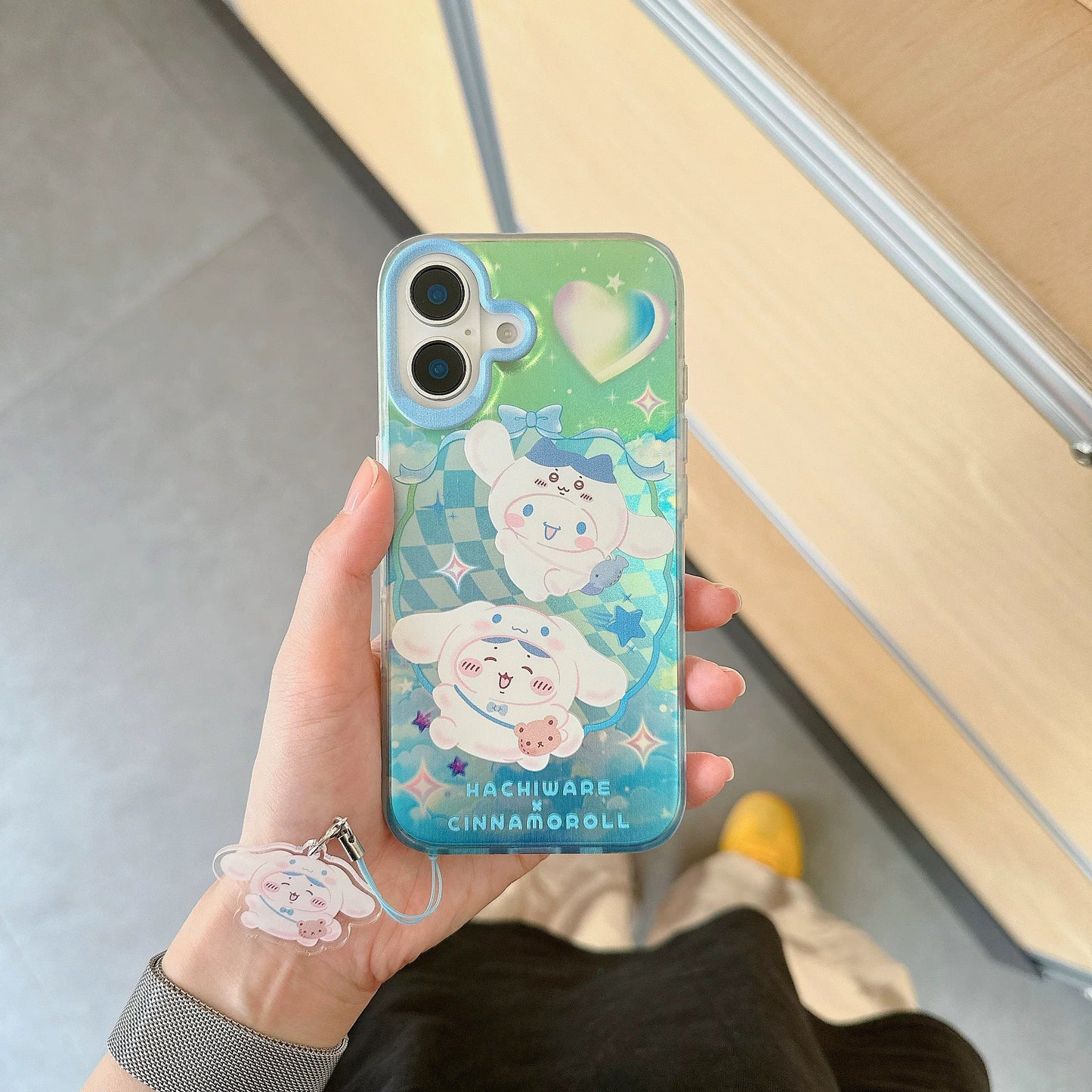 Japanese Cartoon Sanrio X Chiikawa iPhone Case with Strap | Kitty Chiikawa Cinnamoroll Hachiware Pompompurin Usagi Kuromi Momonga My Melody Crab - iPhone Case PLUS SE2 XS XR X 11 12 13 14 15 16 16e 17 17e Pro Promax 12mini 13mini