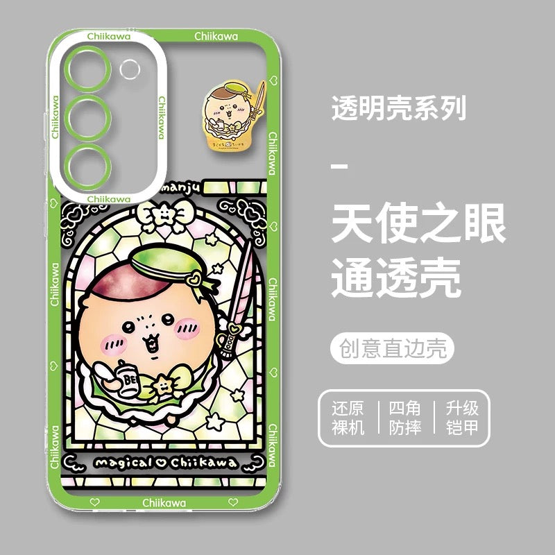 Japanese Cartoon Phone Case Magical Girl with Glass Window Clean Version | Chiikawa Hachiware Usagi Momonga Kurimanju Rakko Shisa Furuhonya - Phone Case Samsung Galaxy S26 S25 S24 S23 S22 S21 FE Ultra Edge