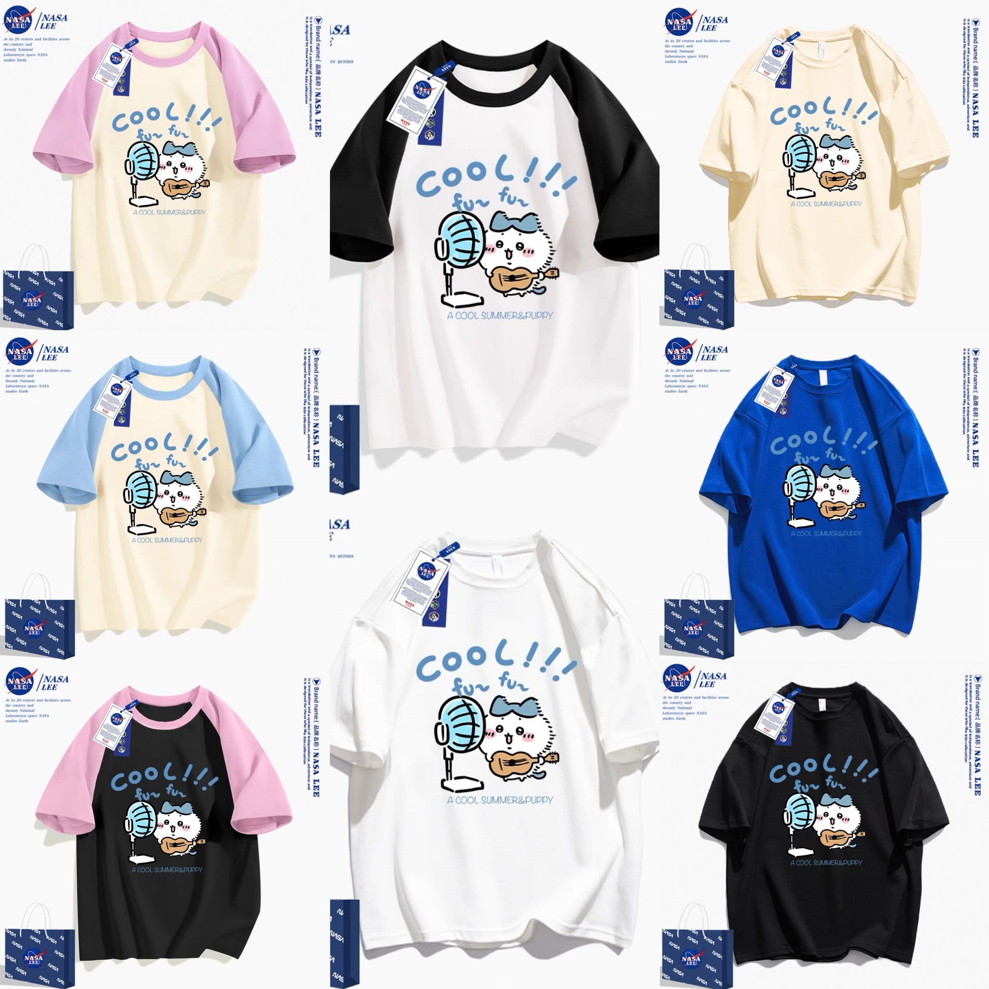 Japanese Cartoon ChiiKawa Casual Style T-Shirt Series | Hachiware with fans - Kawaii Fashion Items