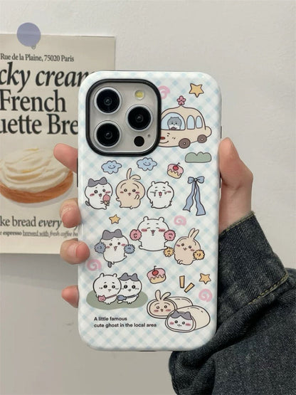 Japanese Cartoon ChiiKawa Hachiware Usagi Happy Day Double Protect iPhone Case 11 12 13 14 15 Pro Promax WinnieTheBirds Toy Shop