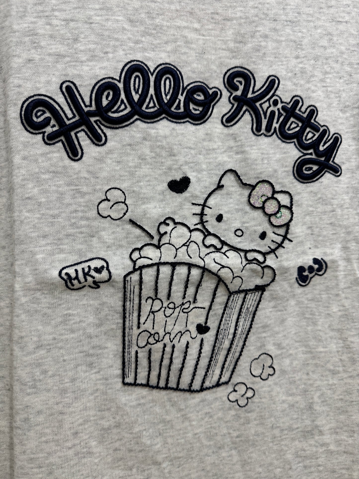 Korean Fashion Cute Cartoon Style T-Shirt Series | Bling Bling Embroidery Popcorn Hello Kitty - Kawaii Fashion Items