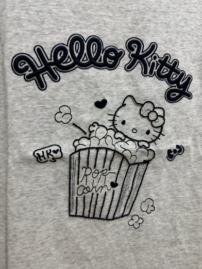 Korean Fashion Cute Cartoon Style T-Shirt Series | Bling Bling Embroidery Popcorn Hello Kitty - Kawaii Fashion Items