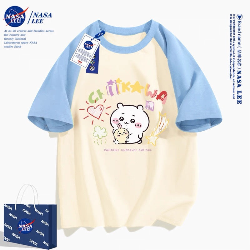 Japanese Cartoon ChiiKawa Casual Style T-Shirt Series | Big Chiikawa with Small Usagi - Kawaii Fashion Items