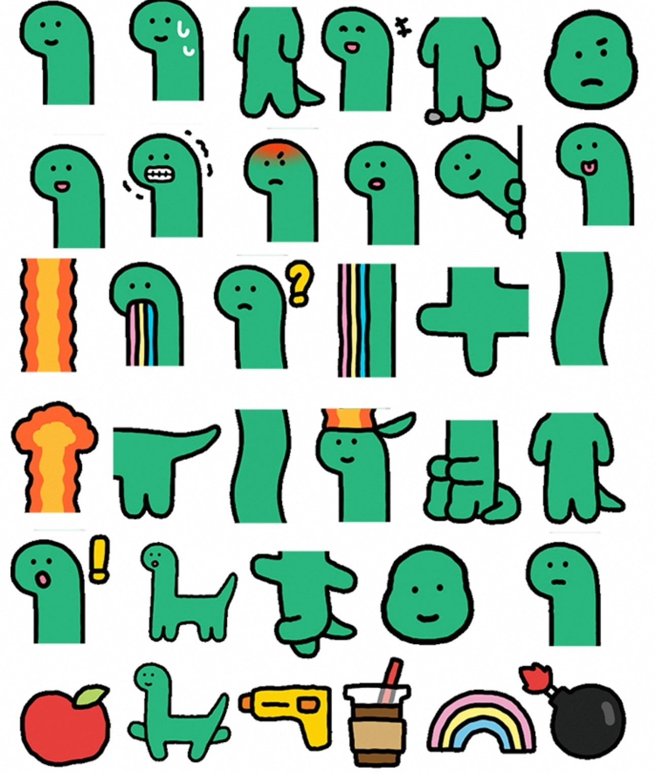 Set of 35 Pieces Cute Little Dinosaur Joguman | Stickers E - DIY Journal Craft Diary Art Scrapbook Laptop Luggage Decal Cute Animal Pack