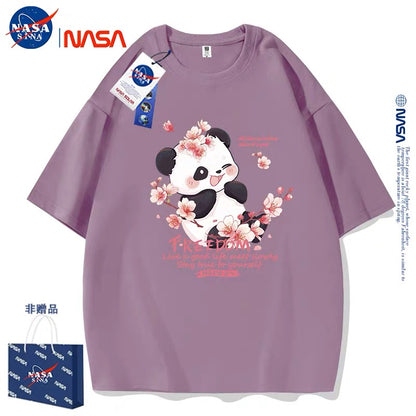 Cute Animals Panda Style T-Shirt Series | Smile Panda with Flower Part2 - Kawaii Fashion Items for Child & Adult