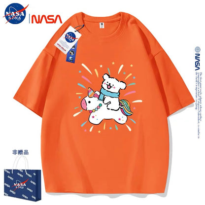 Cute Cartoon Doggie Maltese Puppy Style T-Shirt Series | Ride on Unicorn Part1 - Kawaii Fashion Items for Child & Adult Matching outfits for Parents and Children