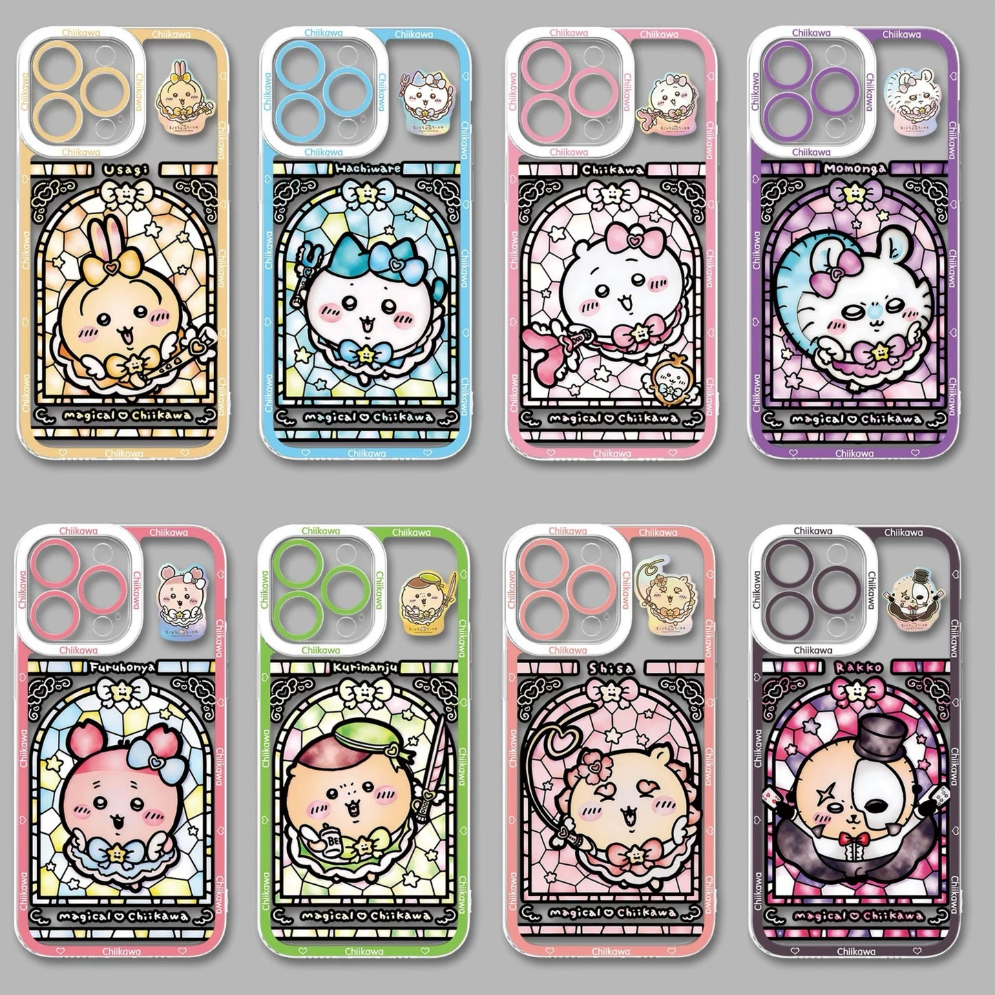 Japanese Cartoon Phone Case Magical Girl with Glass Window Clean Version | Chiikawa Hachiware Usagi Momonga Kurimanju Rakko Shisa Furuhonya - iPhone Case PLUS SE2 11 12 13 14 15 16 16e 17 17e Pro Promax 12mini 13mini