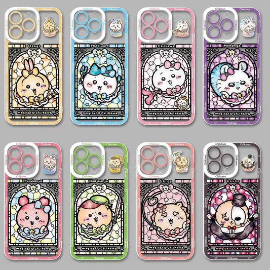 Japanese Cartoon Phone Case Magical Girl with Glass Window Clean Version | Chiikawa Hachiware Usagi Momonga Kurimanju Rakko Shisa Furuhonya - iPhone Case PLUS SE2 11 12 13 14 15 16 16e 17 17e Pro Promax 12mini 13mini