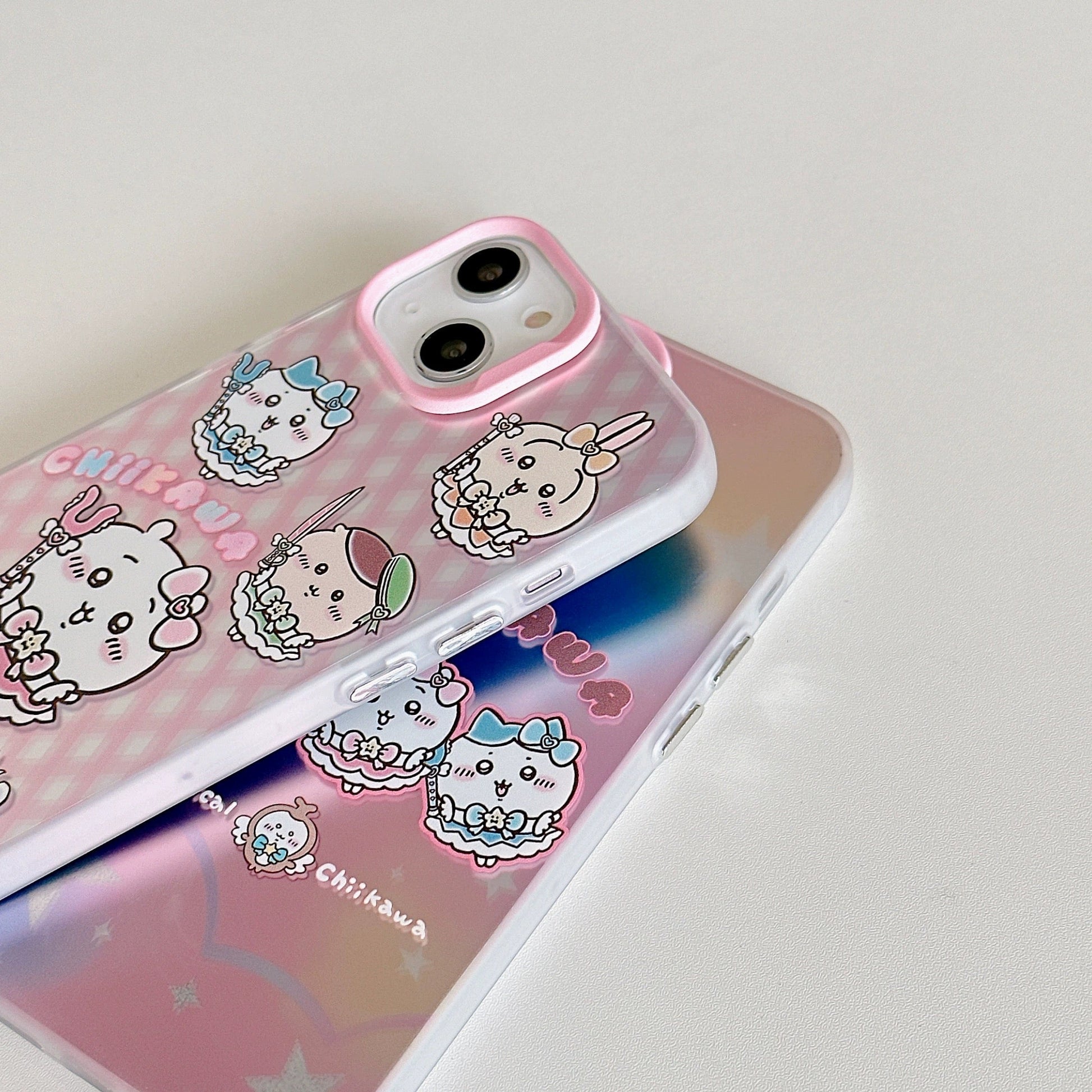 Japanese Cartoon iPhone Case with Strap | Laser ChiiKawa Magic Girls - iPhone CasePhone Case 7 8 PLUS SE2 XS XR X 11 12 13 14 15 Pro Promax 12mini 13mini