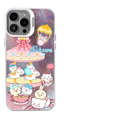 Japanese Cartoon ChiiKawa | Amusement Park Firework Starry Night ChiiKawa Hachiware Usagi Merry Go Round Laser - iPhone Case 11 12 13 14 15 16 Pro Promax  WinnieTheBirds Toy Shop