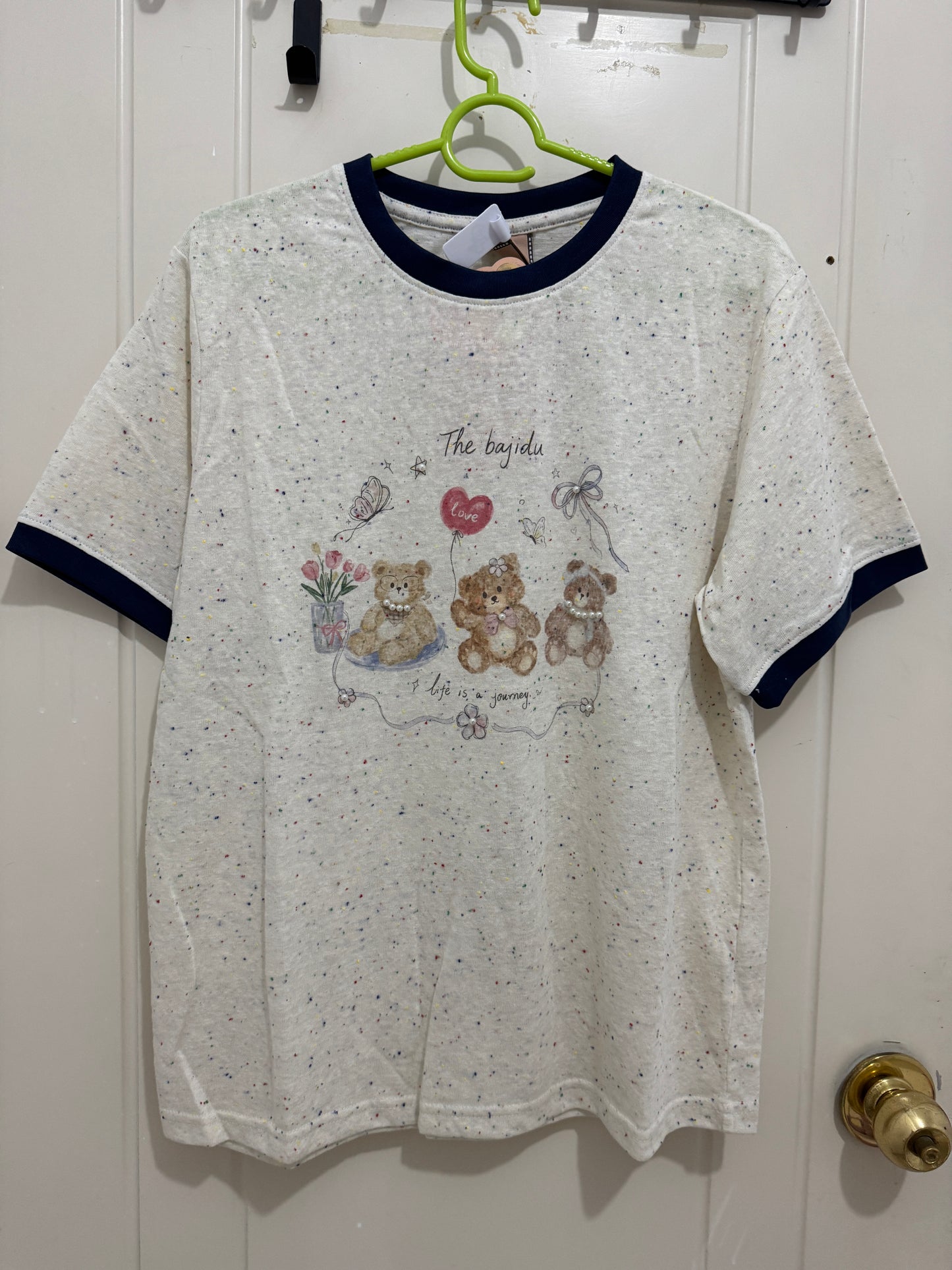 Korean Fashion Cute Animals Style T-Shirt Series | Vintage 3 Teddy Bear with Pearl - Kawaii Fashion Items