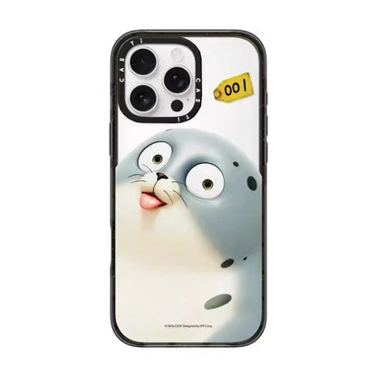 Lovely Seal Sealook Clear with Transparent Black Frame Phone Case | Part1 5 Styles - iPhone Case 12 13 14 15 16 17 18 Pro Promax