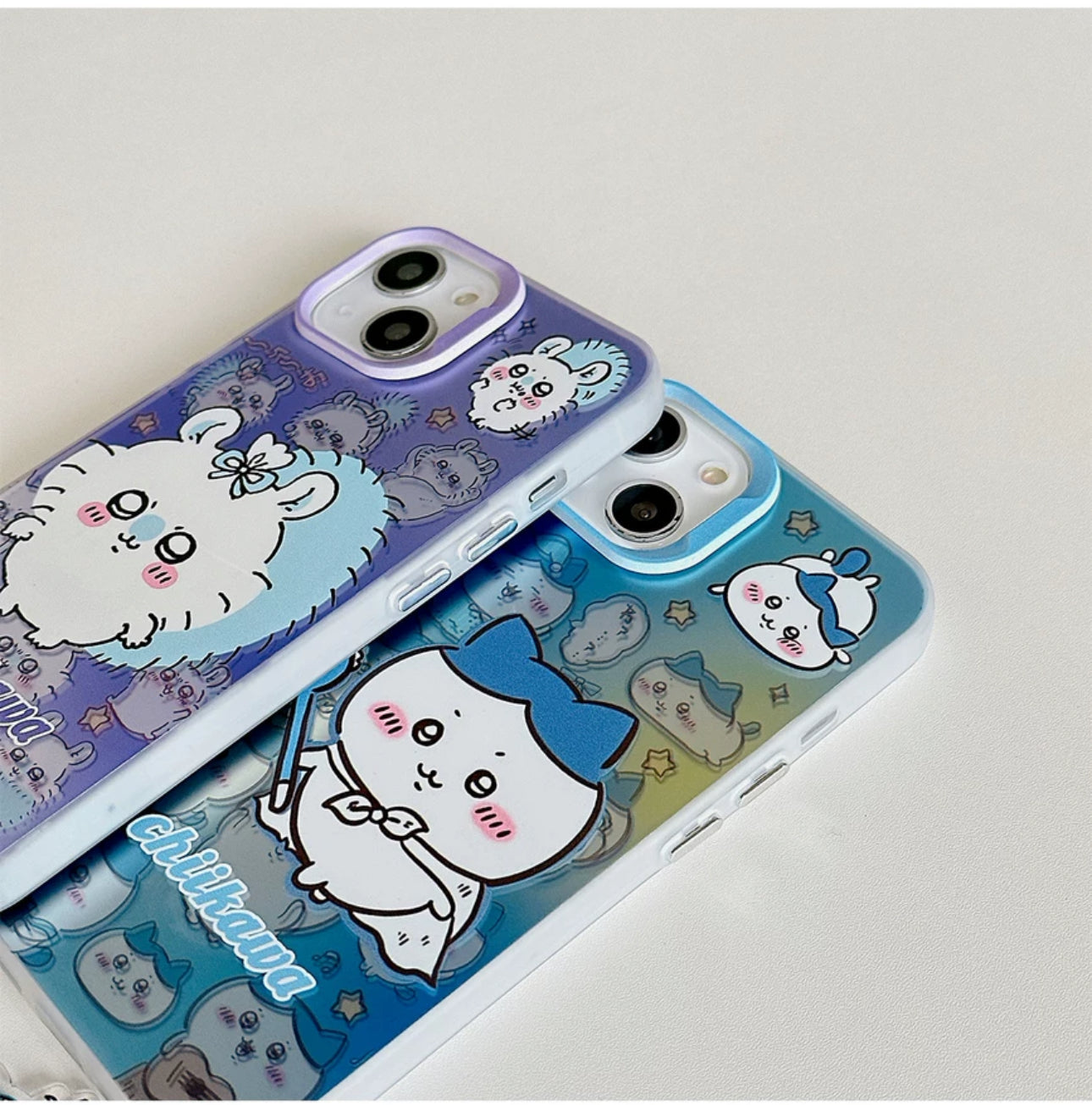Japanese Cartoon iPhone Case with Strap | Laser ChiiKawa Hachiware Usagi Momonga - iPhone CasePhone Case  7 8 PLUS SE2 XS XR X 11 12 13 14 15 Pro Promax 12mini 13mini