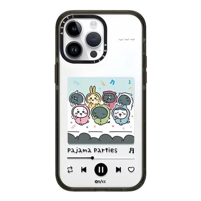 Japanese Cartoon ChiiKawa Clear with Transparent Black Frame Phone Case | Travel & Pajamas Song ChiiKawa Hachiware Usagi - iPhone Case 12 13 14 15 16 17 Pro Promax