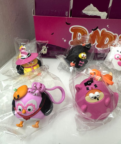 Lovely Chicken Fat Dundun Halloween Plastic Keychain | Full Set of 8 - Children Gift Animal Blind Box