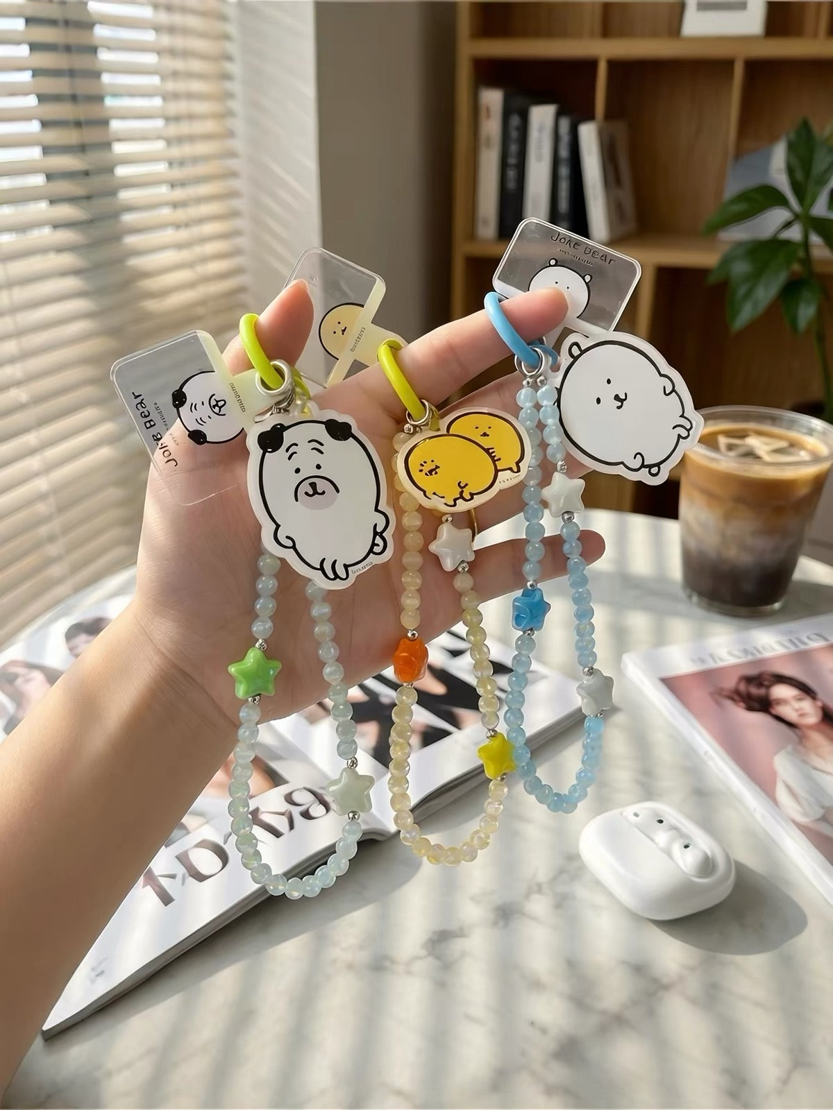 Joke Bear with friends Phone Lanyard Short Version | Joker Bear Pug Moguracorokke - for All Smart Phones- for All Smart Phones