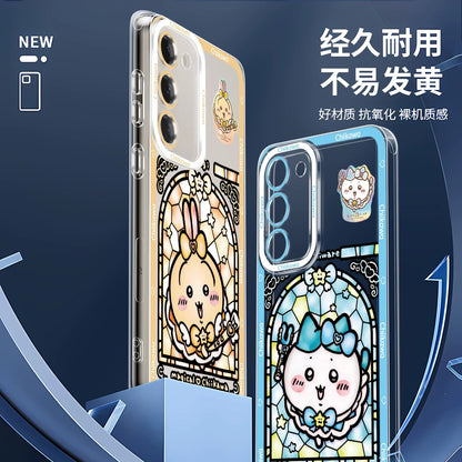 Japanese Cartoon Phone Case Magical Girl with Glass Window Clean Version | Chiikawa Hachiware Usagi Momonga Kurimanju Rakko Shisa Furuhonya - Phone Case Samsung Galaxy S26 S25 S24 S23 S22 S21 FE Ultra Edge