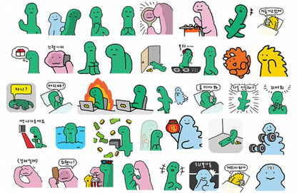 Set of 40 Pieces Cute Little Dinosaur Joguman | Stickers B - DIY Journal Craft Diary Art Scrapbook Laptop Luggage Decal Cute Animal Pack