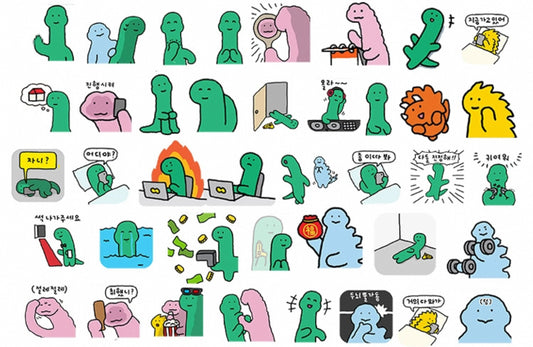 Set of 40 Pieces Cute Little Dinosaur Joguman | Stickers B - DIY Journal Craft Diary Art Scrapbook Laptop Luggage Decal Cute Animal Pack