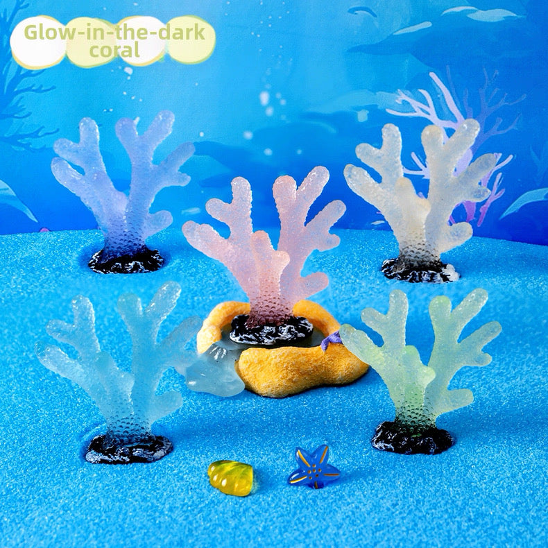 Japanese Cartoon Resin Ornament | Luminous GID Coral - For Betta Tropical Fish Tank Toy Micro Landscape Creative Plant Decoration