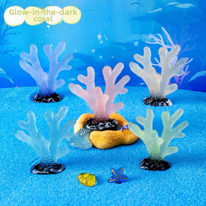 Japanese Cartoon Resin Ornament | Luminous GID Coral - For Betta Tropical Fish Tank Toy Micro Landscape Creative Plant Decoration