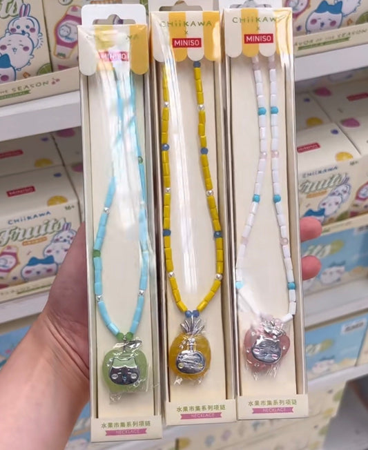 ちいかわ X MINISO フルーツマーケットシリーズ フルーツマーケットネックレス | ちいかわ ハチワレ うさぎ - かわいいアイテム 部屋の装飾 人形