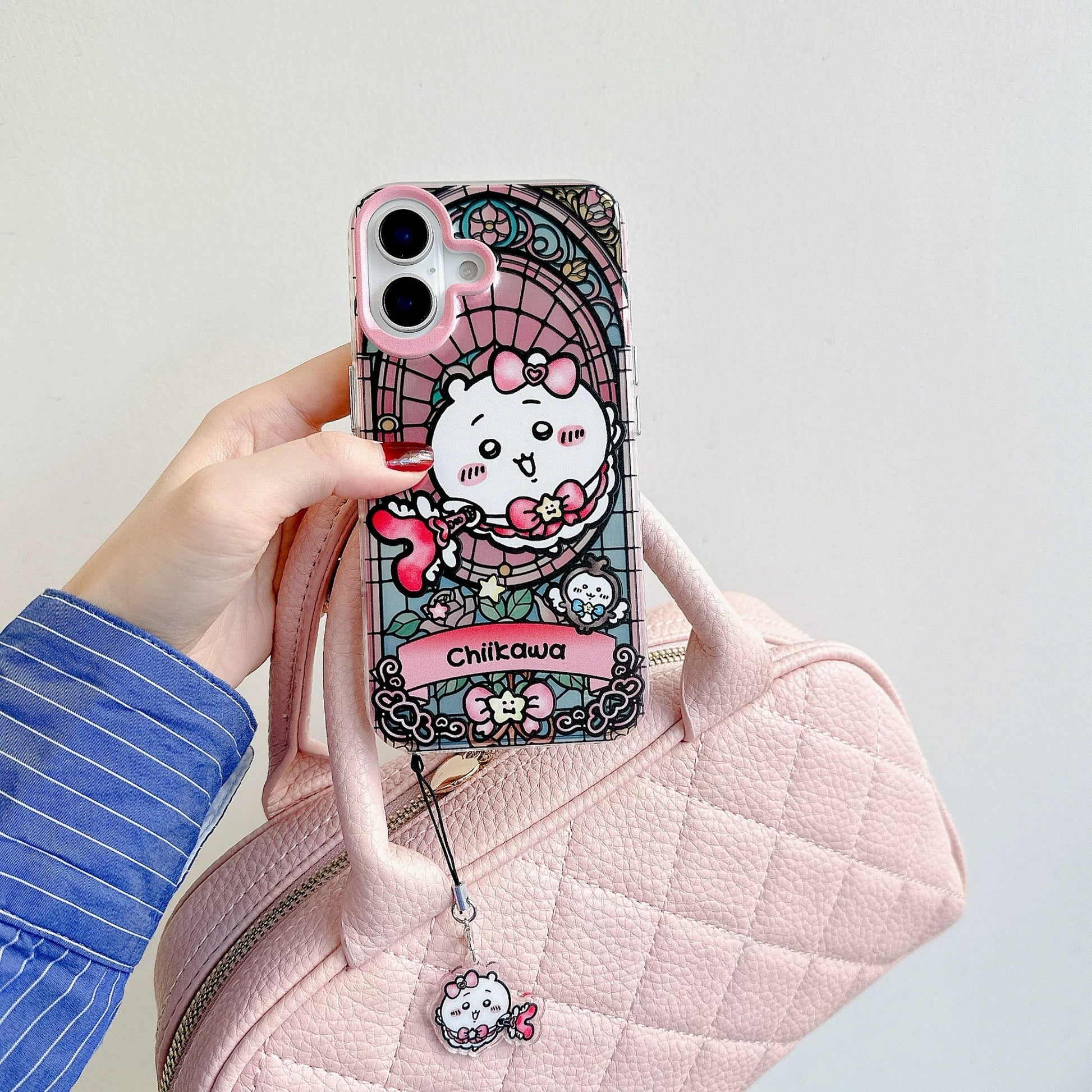 Japanese Cartoon iPhone Case with Strap | Laser Magical Girl with Glass Window Chiikawa Hachiware Usagi Momonga Magic - iPhone CasePhone Case 7 8 PLUS SE2 XS XR X 11 12 13 14 15 Pro Promax 12mini 13mini WinnieTheBirds Toy Shop