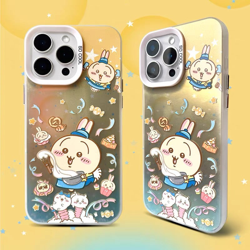 Japanese Cartoon ChiiKawa Cafe Waiter Laser Case | ChiiKawa Hachiware Usagi Momonga - iPhone Case 11 12 13 14 15 16 16e 17 17e Pro Promax