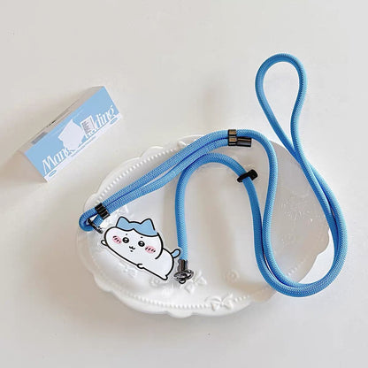 Japanese Cartoon Phone Back Clip with Phone Lanyard | Laying Chiikawa Hachiware Usagi Momonga - for All Smart Phones