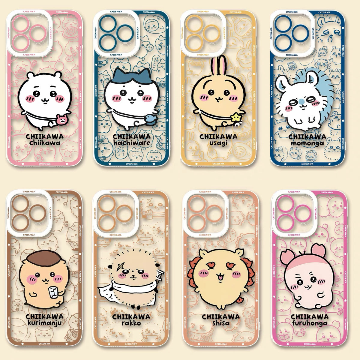 Japanese Cartoon Chiikawa Outing Daily with Comic | Chiikawa Hachiware Usagi Momonga Kurimanju Rakko Shisa Furuhonya 8 Styles - iPhone Case PLUS SE2 XS XR X 11 12 13 14 15 16 16e 17 17e 18 Pro Promax 12mini 13mini