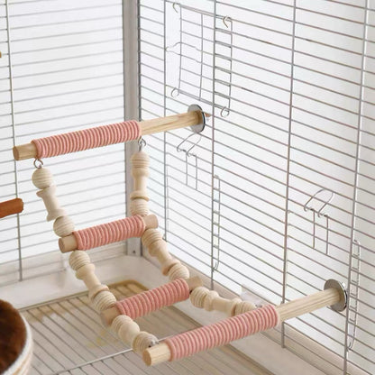 29x19cm 파스텔 & 내추럴 스타일 앵무새 놀이용 등반 사다리 (스탠드 포함) | 6종 컬러 - 앵무새 장난감 걸이형 수제 새 장난감 유기농 새장 액세서리