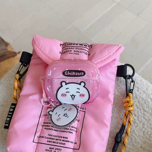 Japanese Cartoon ChiiKawa Colourful with Dot |  Chiikawa Hachiware Usagi Pink Blue Yellow with Keychain - AirPods AirPodsPro AirPods3 AirPods4 Case WinnieTheBirds Toy Shop