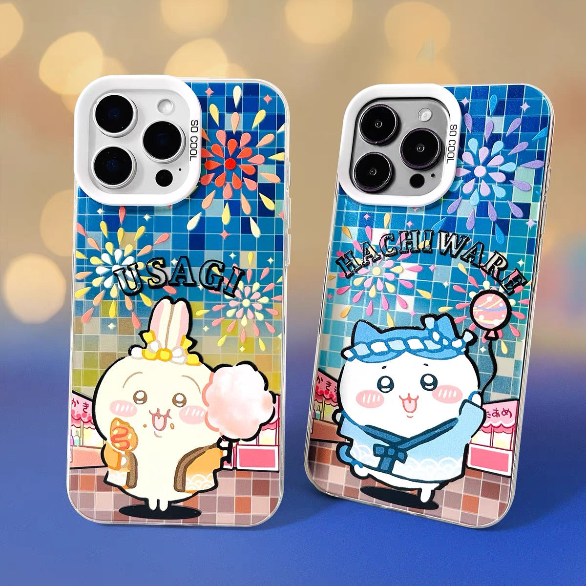 Japanese Cartoon ChiiKawa Summer Festival Laser Case | ChiiKawa Hachiware Usagi Momonga - iPhone Case 11 12 13 14 15 16 16e 17 17e Pro Promax